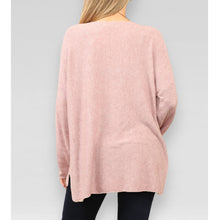 Load image into Gallery viewer, FINE KNIT RIBBED SPLIT SIDE JUMPER &amp; NECKLACE DUSTY PINK
