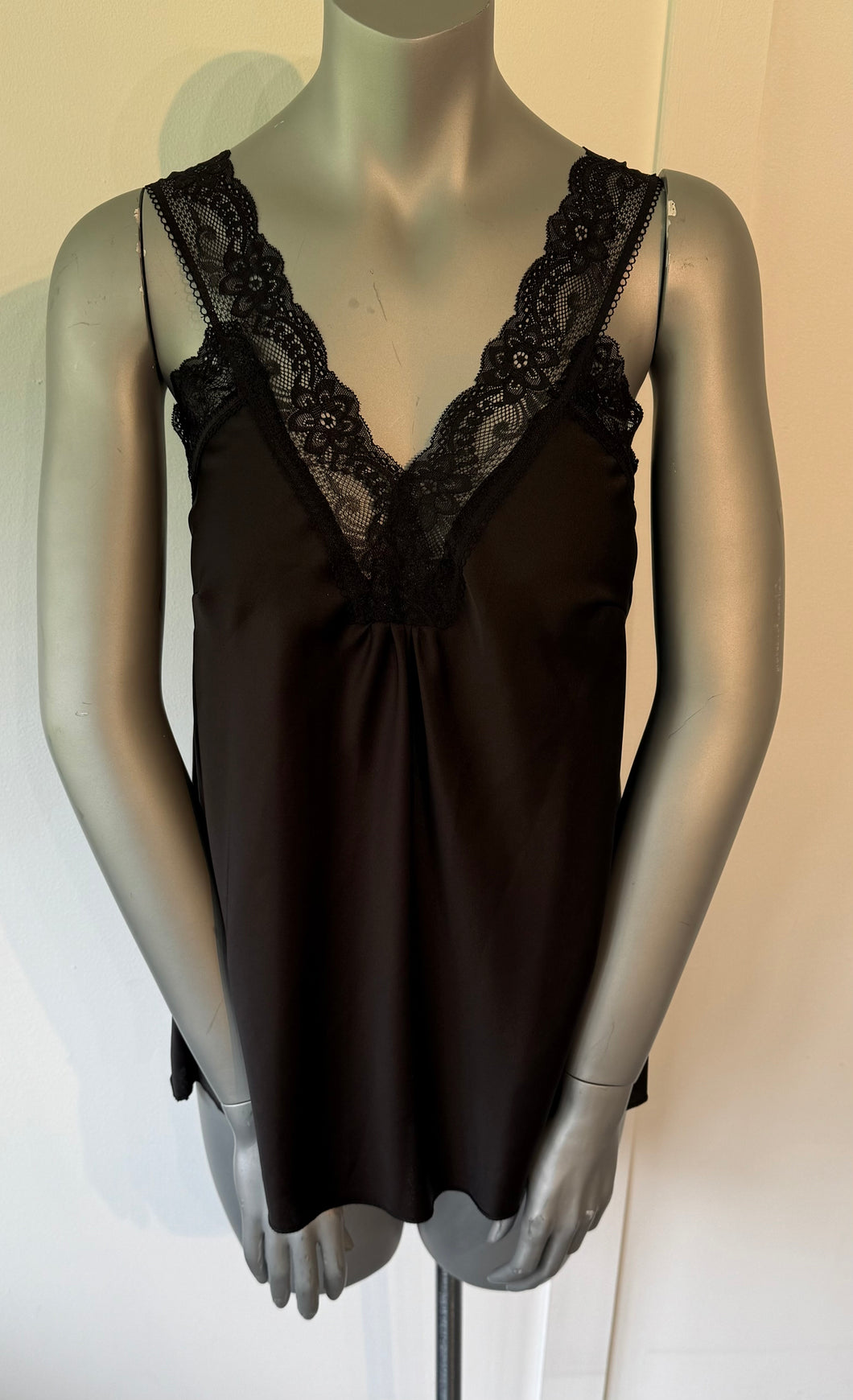 Black satin vest top