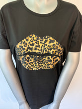 Load image into Gallery viewer, Black leopard print lips T-shirt
