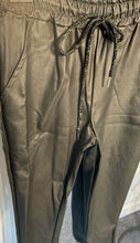 Load image into Gallery viewer, Khaki pvc leather look trousers
