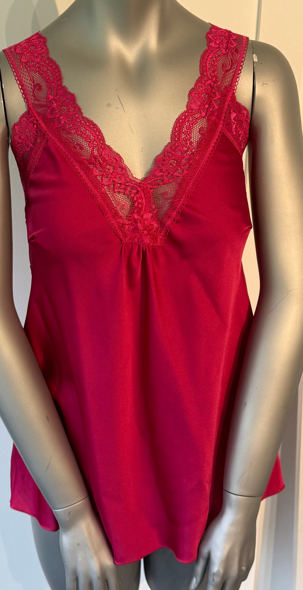 Pink satin lace vest top