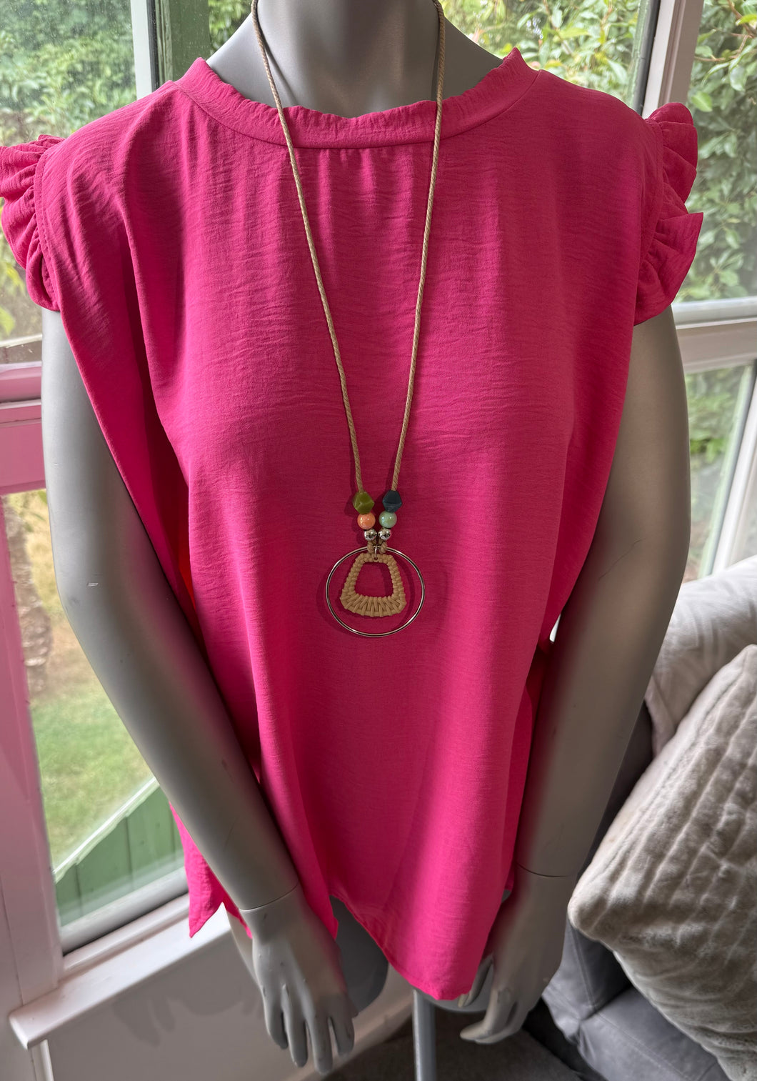 Necklace Frill Sleeve Top