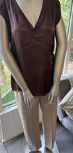Load image into Gallery viewer, Burgundy satin v-neck top
