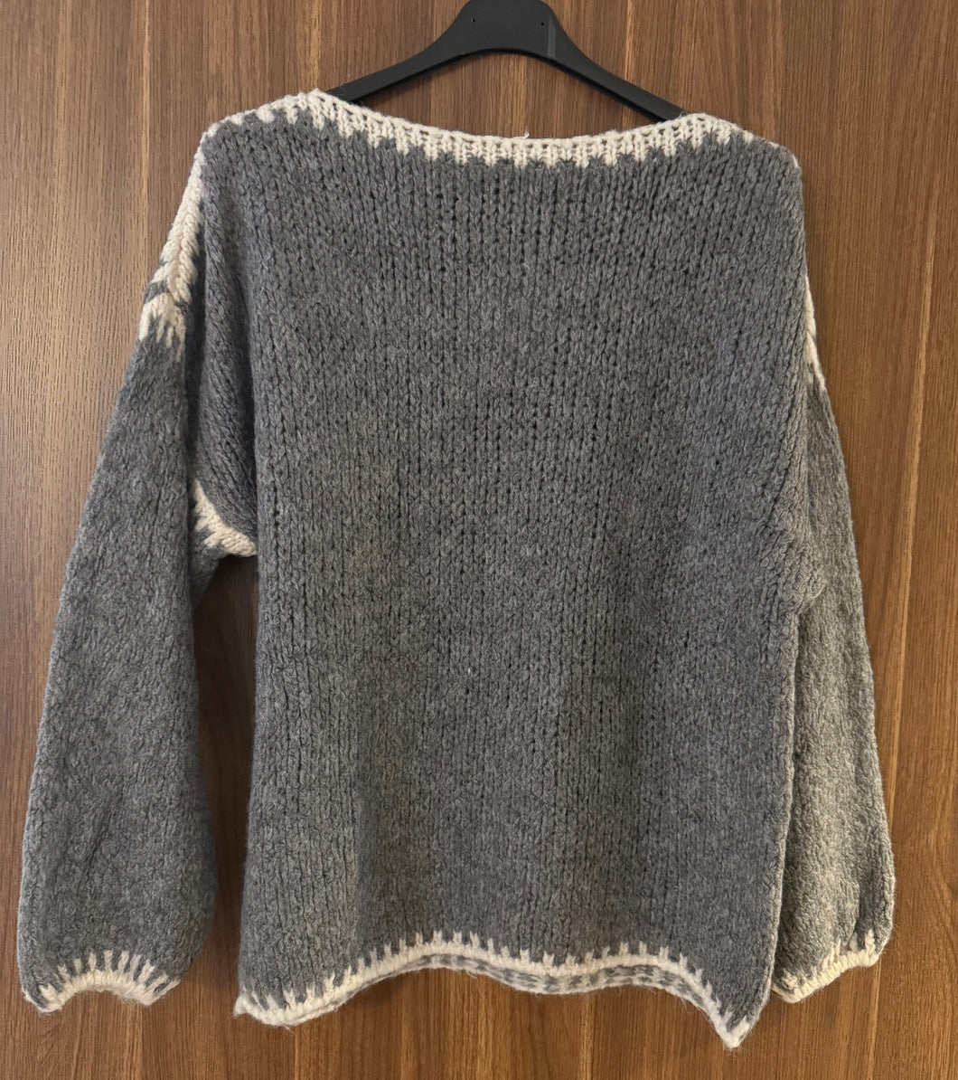 Balloon Sleeve Jumper Sweater- grey