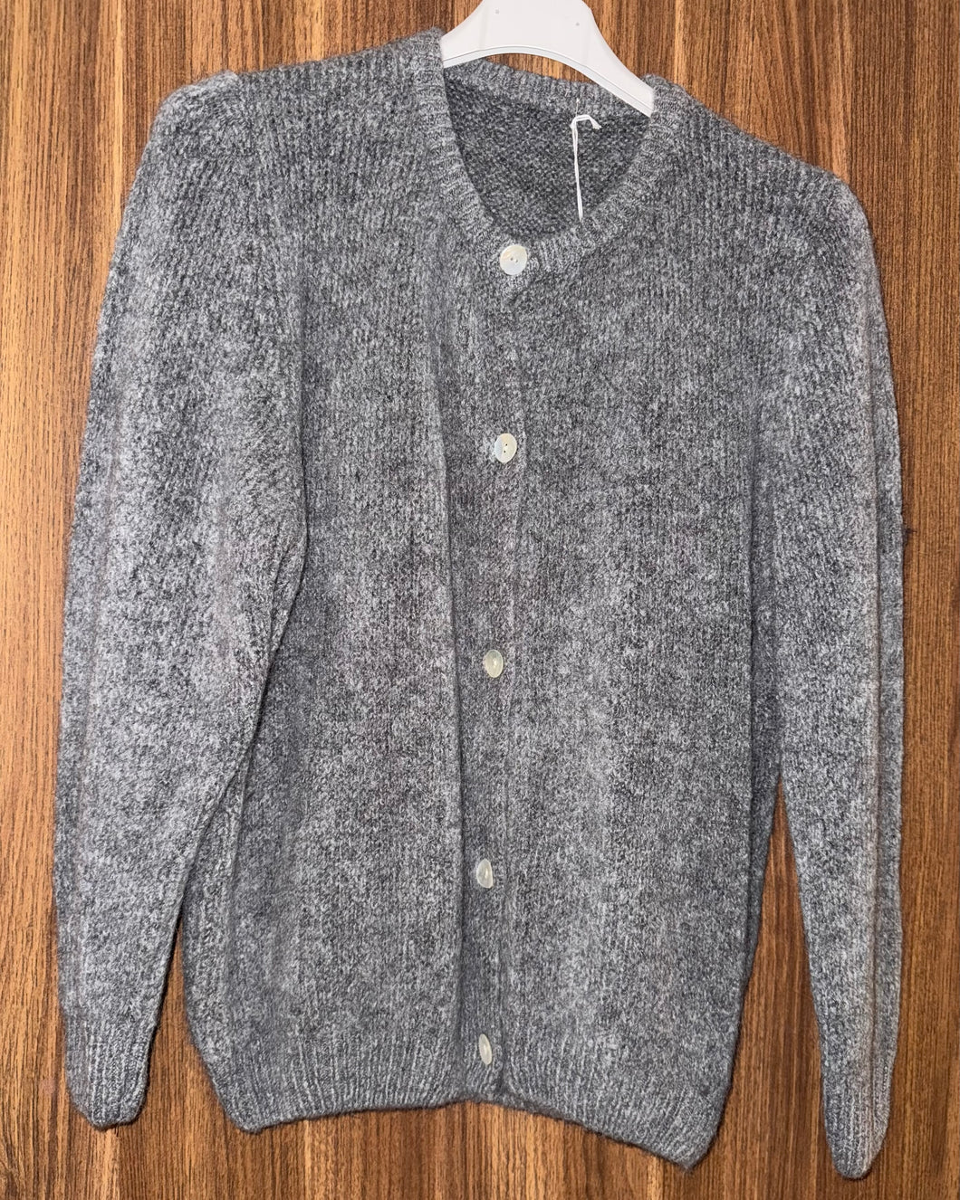 Alpaca mix grey button up cardigan