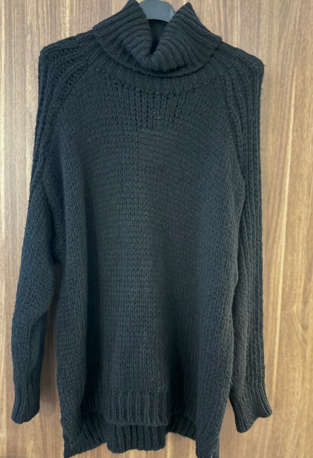 Black chunky knit roll neck jumper