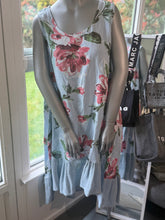 Load image into Gallery viewer, Blue flower linen summer dress
