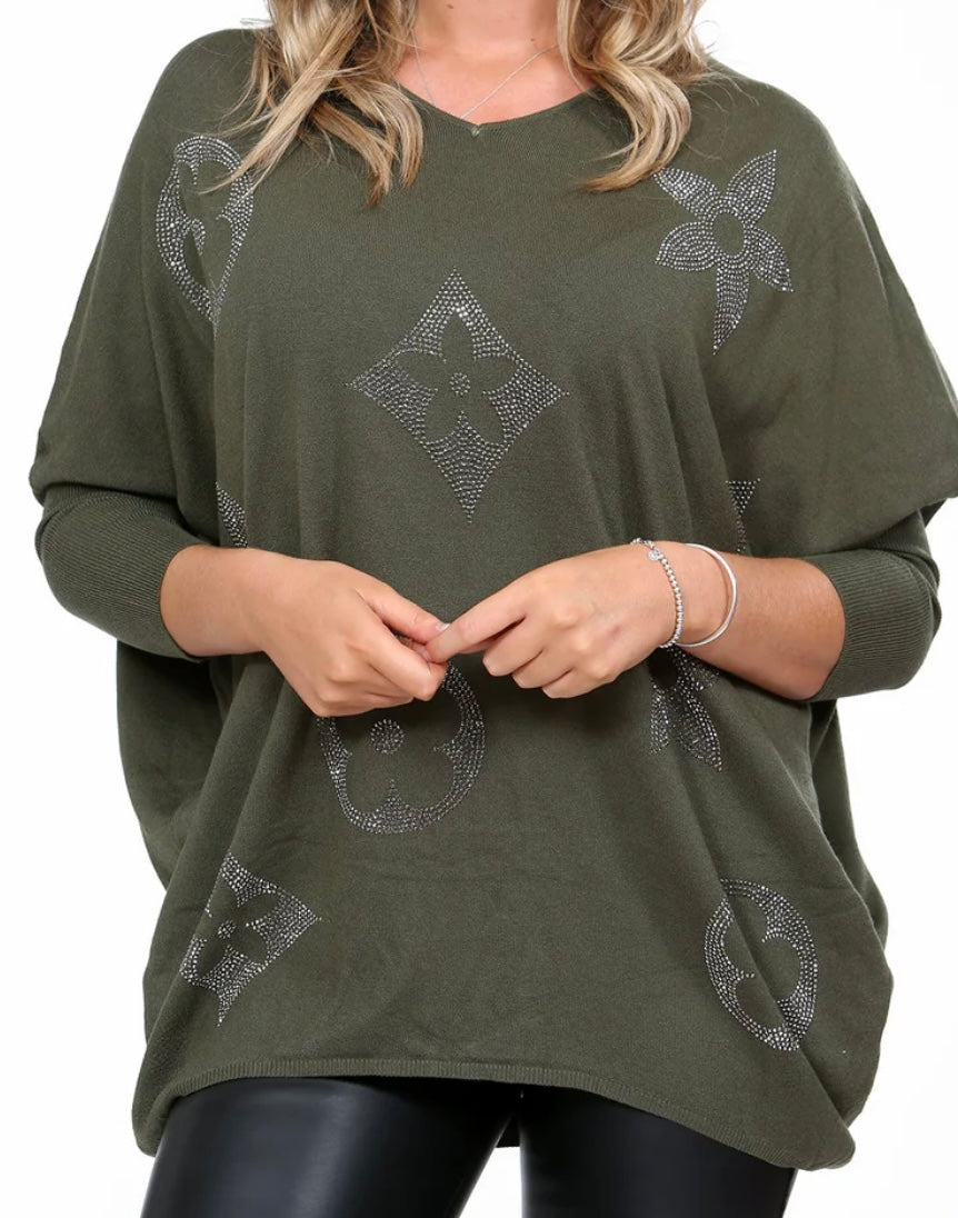 LOGO EMBELLISHED OVERSIZE JUMPER