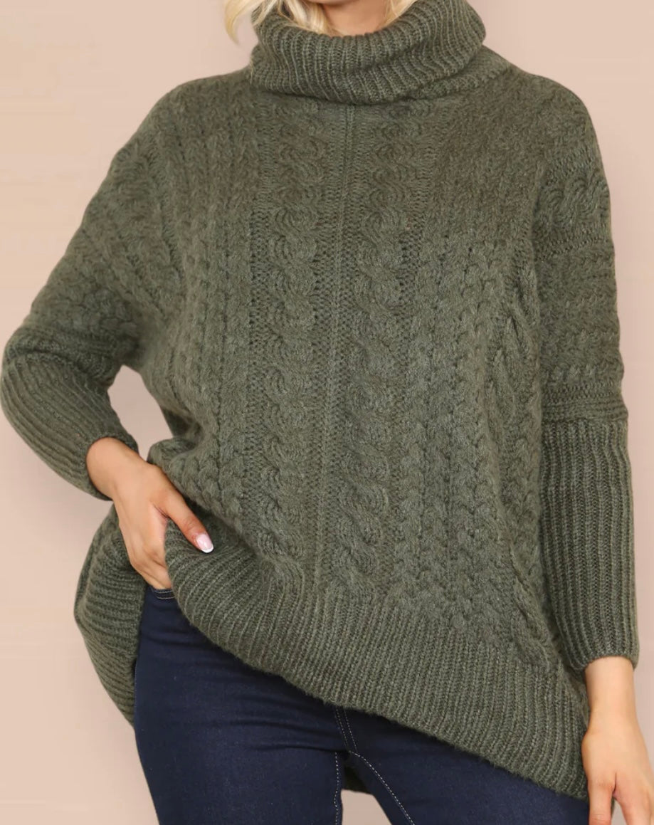 CABLE KNIT ROLLNECK JUMPER