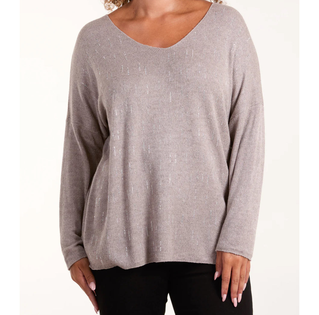 Diamanté detail v-neck jumper