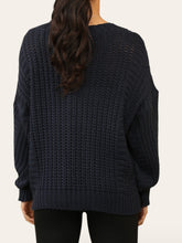 Load image into Gallery viewer, CABLE KNIT BUTTON FRONT CARDIGAN NAVY
