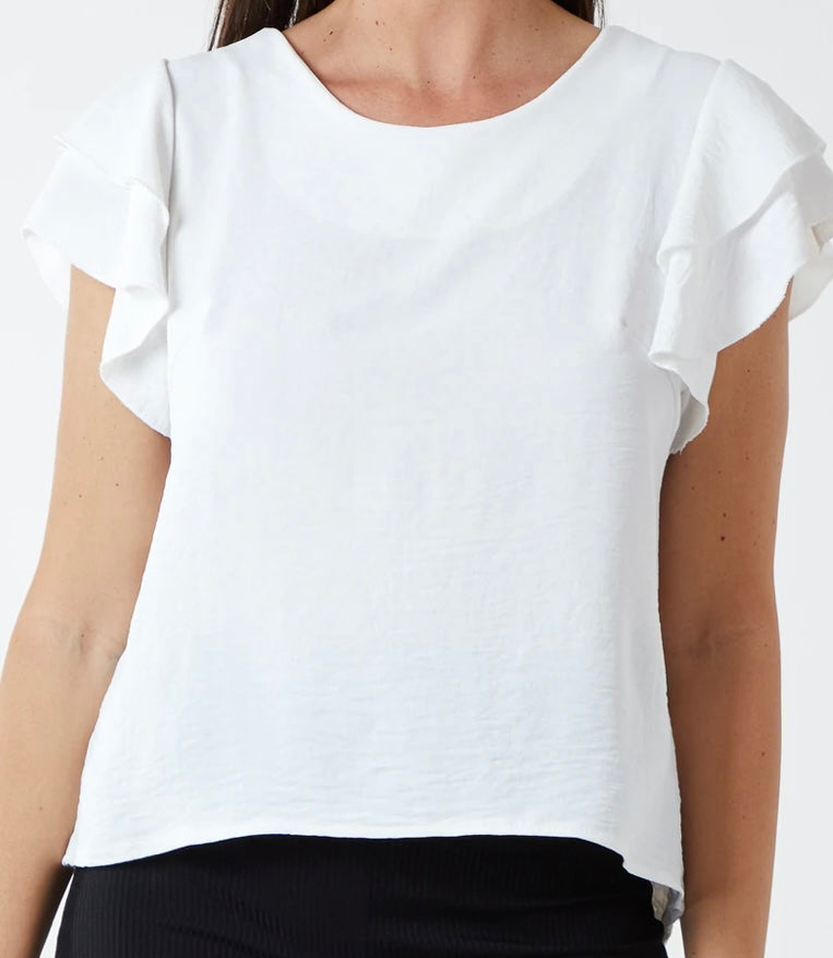 Frill Sleeve Chain Detail Top