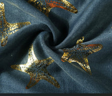 Load image into Gallery viewer, Navy starfish foil scarf
