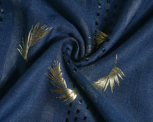 Load image into Gallery viewer, Navy textured fern foil print scarf
